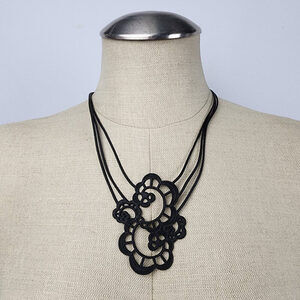 Batucada Black Silicone Flower Lightweight Necklace